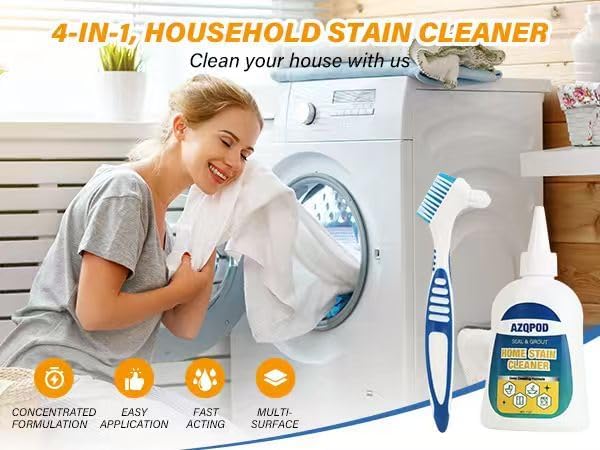 HOME STAIN CLEANER GEL – 7OZ Deep Cleaning Gel for Tile Gaps, Washing Machine Seals, Fridge Rubber, Wall & Shower Stains – Household Cleaning Solution for Bathroom, Kitchen, Room, Laundry
