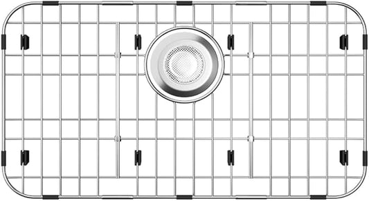 Metal Sink Rack 23" X 13",Stainless Steel Sink Protector for Kitchen Sink,Large Sink Grid for Bottom of Sink with Strainer and Corner Radius 2.4",Sink Grate with Rear Drain Hole for Single Bowl,1 Pack