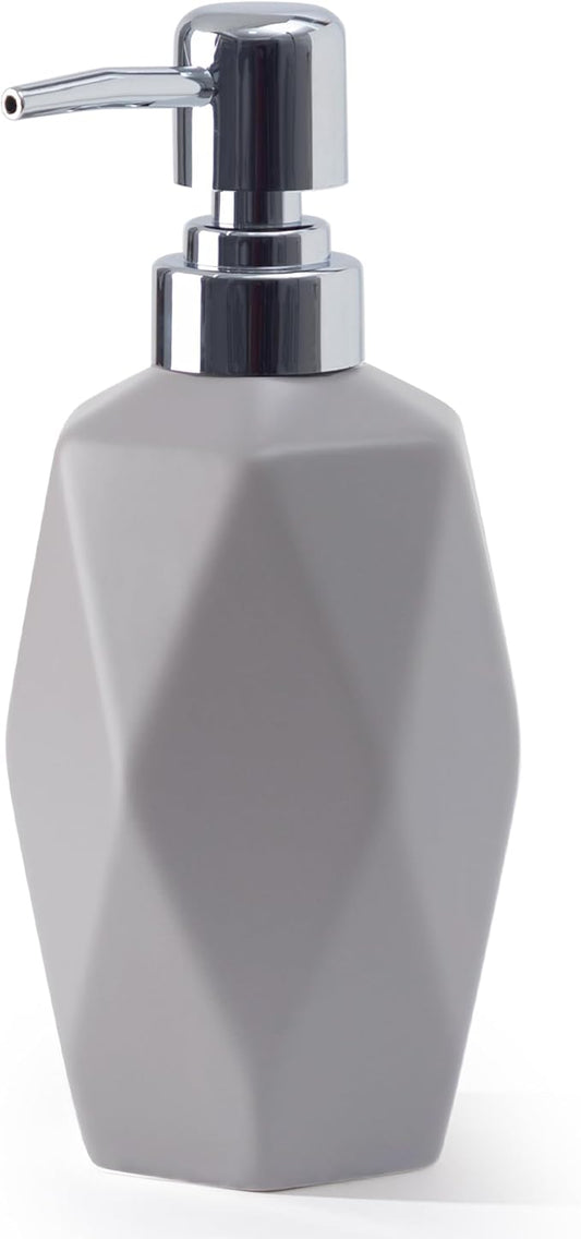 Soap Dispenser, 13.5oz Ceramic Soap Dispenser Bathroom for Kitchen & Bathroom (Light Grey)