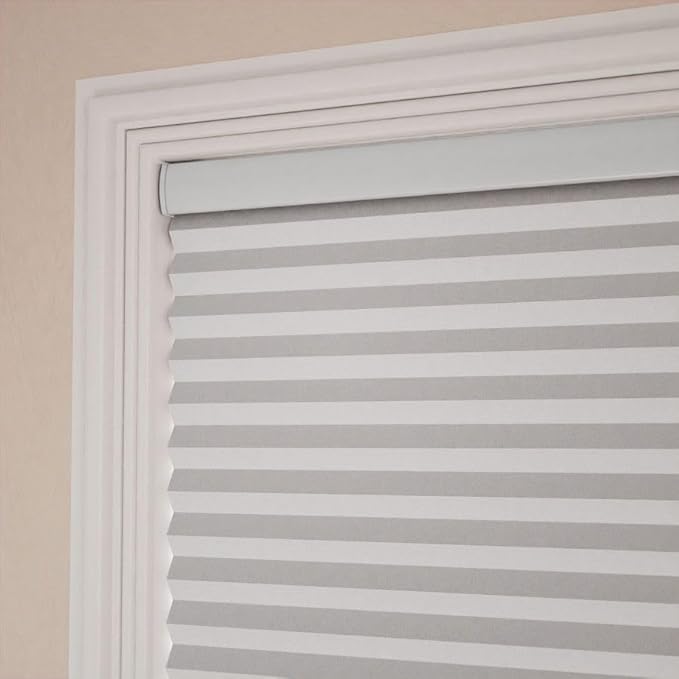 SelectBlinds Cordless Blackout Cellular Shades – No-Drill or Drill Mount – Maximum Darkness & Energy Efficiency – Any Size 13-84” W x 12-84” H, 4 Color Choices, Inside or Outside Mount (Ice Gray)