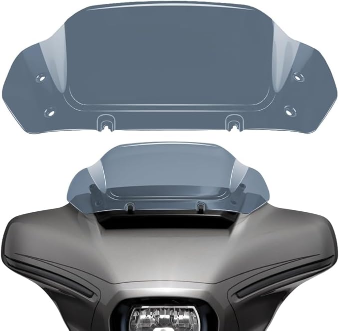 WYNMOTO 10" Smoke Wave Windshield Windscreen Wind Splitter Fit for Harley Davidson CVO Street Glide FLHXSE 2023-2024, Street Glide FLHX 2024-up (Smoke)