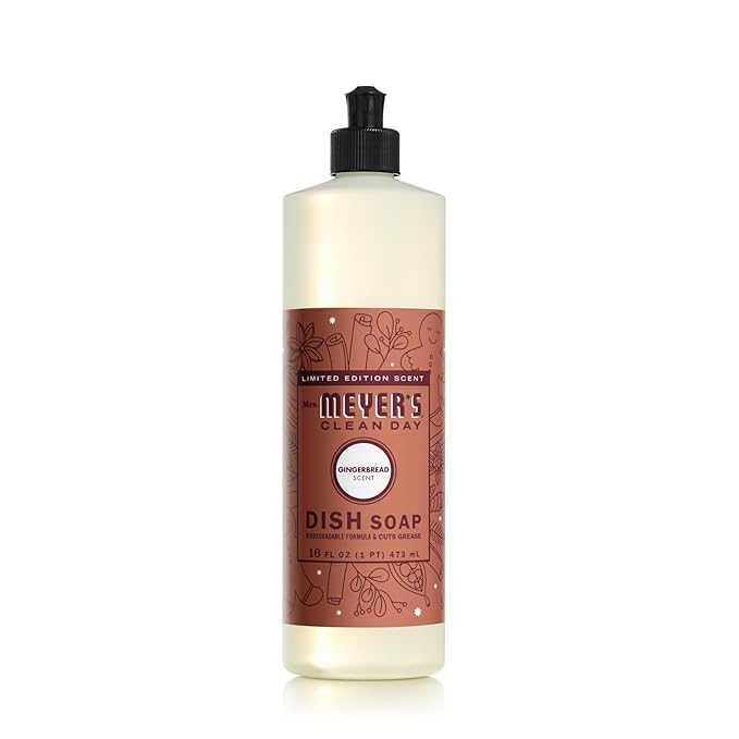 Mrs. MEYER'S CLEAN DAY Variety, 2 Liquid Hand Soap 12.5 OZ, 1 Liquid Dish Soap, 16 FL OZ, 1 CT (Gingerbread)