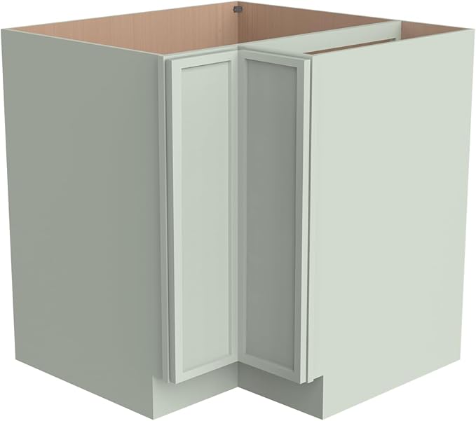 Kitchen Lazy Susan Corner Base Cabinet with Adjustable Shelf, Soft-Close Hinges, Solid Hardwood & Plywood Construction,Space-Saving RTA Storage Solution (NT-Jade Green, 33" W x 24" D x 34.5" H)