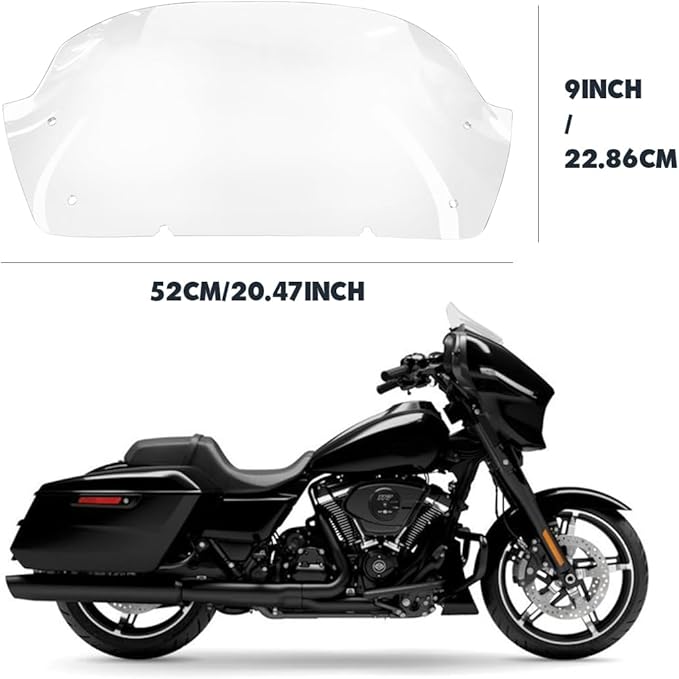 Clear 10" Wave Windshield Windscreen Compatible for Harley Davidson CVO Street Glide FLHXSE 2023 2024, FLHX/I 2024