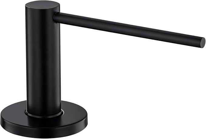 GAPPO Soap Dispenser for Kitchen Sink, Built in Sink Soap Dispenser, Matte Black Stainless Steel Pump Head, Lotion Dispenser with Refillable 17 OZ Bottle