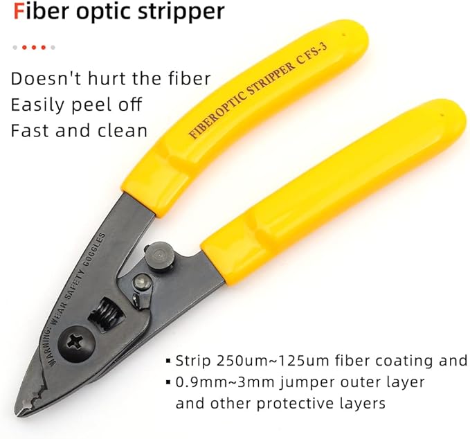 FTTH Fiber Optic Cold Connection Assembly Termination Tools Kit Bag with Visual Fault Locator Fiber Cleaver SC FC Connector Optical Power Meter Finder Cable Tester Stripper Tool Dust Free Paper