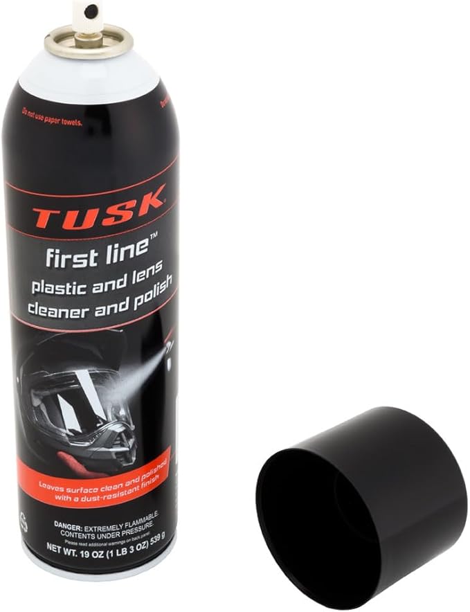 TUSK First Line Plastic & Lens Cleaner and Polish 19 oz – Cleaner, Polish & Protectant for Plastic, Acrylic & Polycarbonate – Dust & Fog Resistant for Helmets, Windshields, UTV/ATV, Automotive