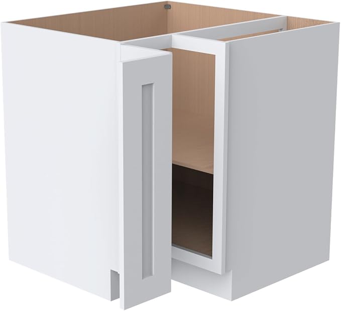 Kitchen Lazy Susan Corner Base Cabinet with Adjustable Shelf, Soft-Close Hinges, Solid Hardwood & Plywood Construction,Space-Saving RTA Storage Solution (SK-White, 36" W x 24" D x 34.5" H)