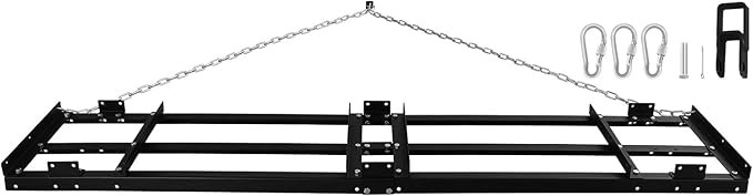 8FT Drag Harrow Driveway Grader, Heavy Duty Power Rake, Driveway Drag for Gravel W/ 6 FT Chain, Tow Behind Lawn Rake for ATV, UTV, Tractor, Mower, Land Leveler for Gravel, Sand, Soil, Hay