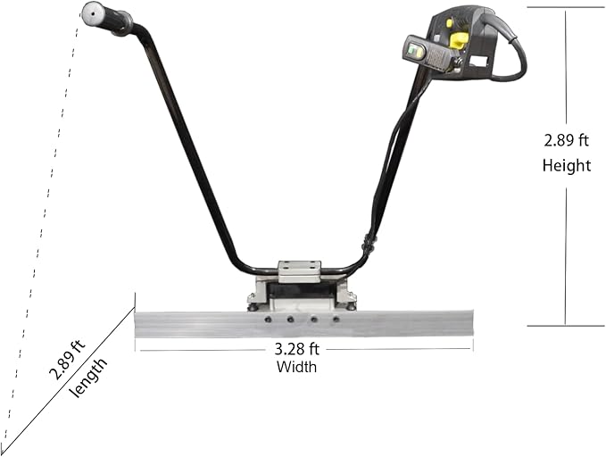 Corded Electric Concrete Power Screed - Heavy Duty Vibratory Leveling Tool with an 1M (3.3 Feet) Harden Blade, Wet Cement Finishing Machine for Road Construction & Floor Smoothing