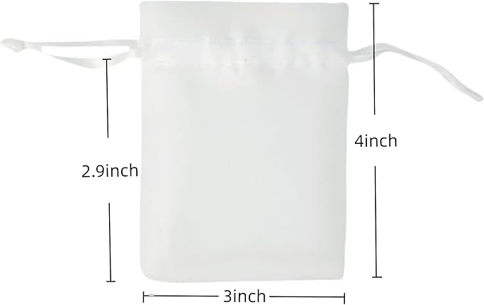 QIANF 20 Pcs White Small Organza Bags 3X4 inch for Wedding Favors with Drawstring, Mini Mesh Gift Bags Jewelry Pouch for Candy Bridal Shower Party Favor Baby Shower Christmas