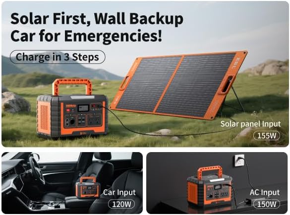 EBL Portable Power Station 1000W, 999Wh Solar Generator 2000W Peak, AC/Wireless Charging/60W USB-C Output, Lithium Battery for Emergency, Home Backup, Camping, RV, Off-Grid Living