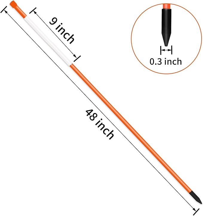 Driveway Markers Snow Stakes 48 inch Orange Plow Stakes Reflective Fiberglass, Pack of 25 for Parking Lots, Walkways
