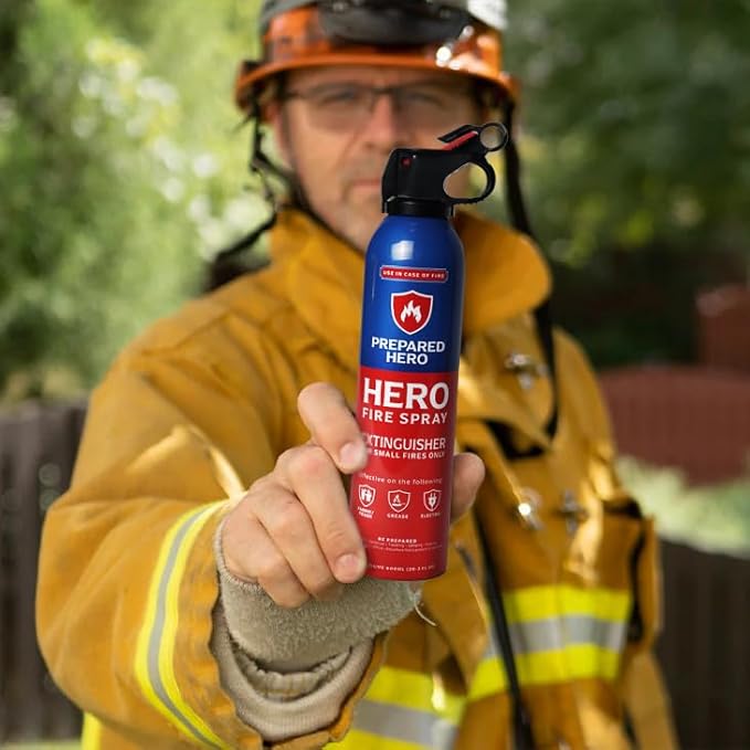 Prepared Hero Fire Spray - Mini Fire Extinguishers for House, Car, Garage - Kitchen Small Fire Extinguisher for Home, 100% Organic - Compact, Portable & Easy to Use, Non-Toxic - 8 Pack