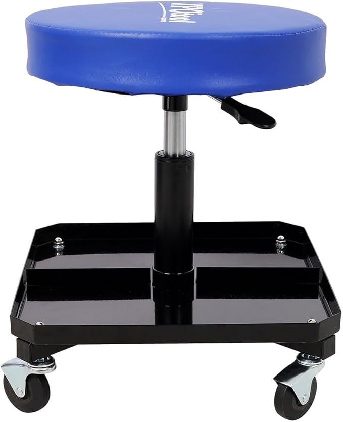 Rolling Garage Stool, 250 LBS Rolling Pneumatic Creeper Garage with Tool Tray Storage and Adjustable Mechanic Stool, for Garage, Shop, Auto Repair