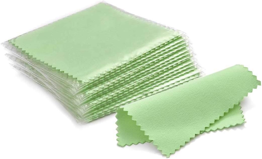 SEVENWELL 50pcs Jewelry Cleaning Cloth Pink Polishing Cloth for Sterling Silver Gold Platinum Small Polish Cloth 8x8cm