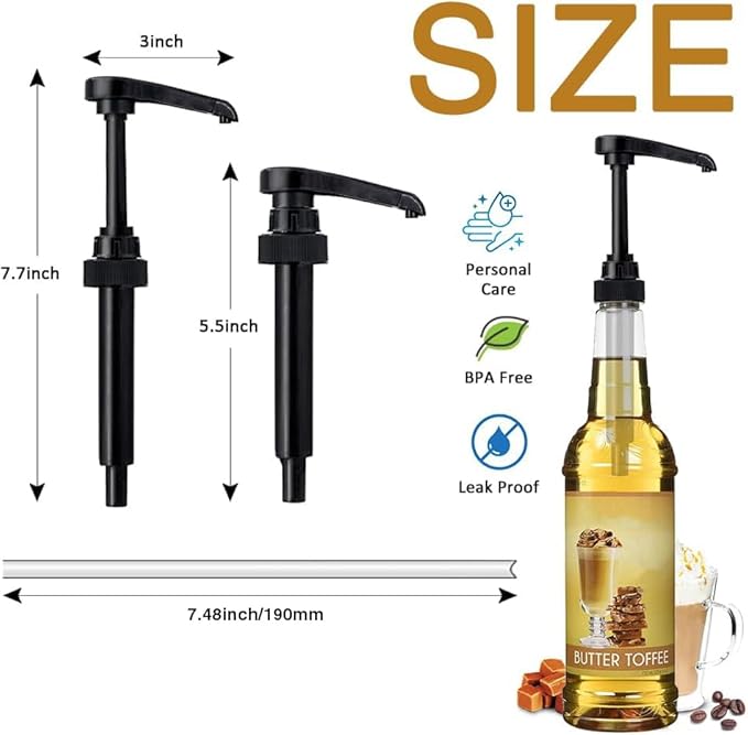 12 Packs Black Coffee Syrup Pump Dispenser, Compatible with 25.4 Oz/750ml Bottles, Great for Home & Coffee Bar Drinking Mixes, Tea, Beverage, Cocktails, Plus Spoons(5.23")
