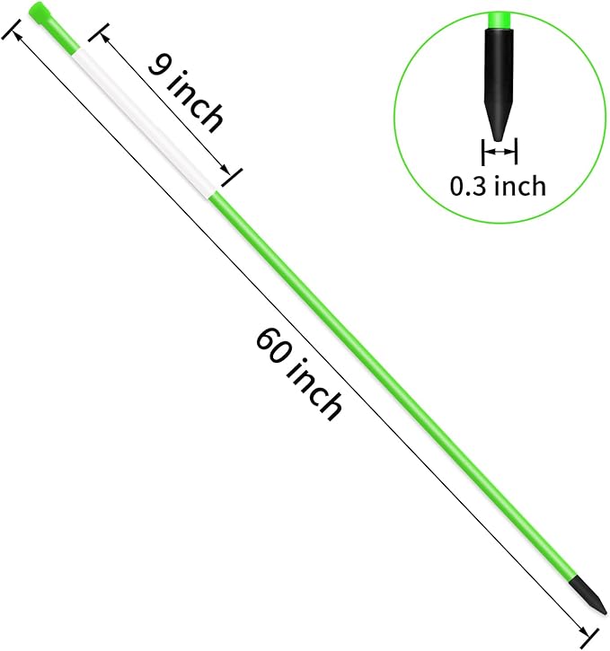Driveway Markers Snow Stakes 60 inch Green Plow Stakes Reflective Fiberglass, Pack of 25 for Parking Lots, Walkways