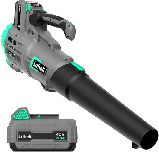Litheli Cordless Leaf Blower 40V, Battery Leaf Blowers for Lawn Care, Lightweight Axial Blower for Blowing Leaf, Dust, Debris, with 2.0Ah Battery Included