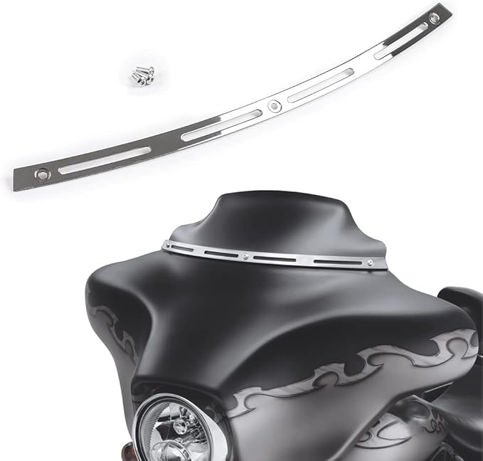 WYNMOTO Polished Stainless Slotted Batwing Windshield Windscreen Trim Chrome Compatible for 96-13 Harley Touring Electra Street Glide Ultra Limited Tri Glide 1996-2013