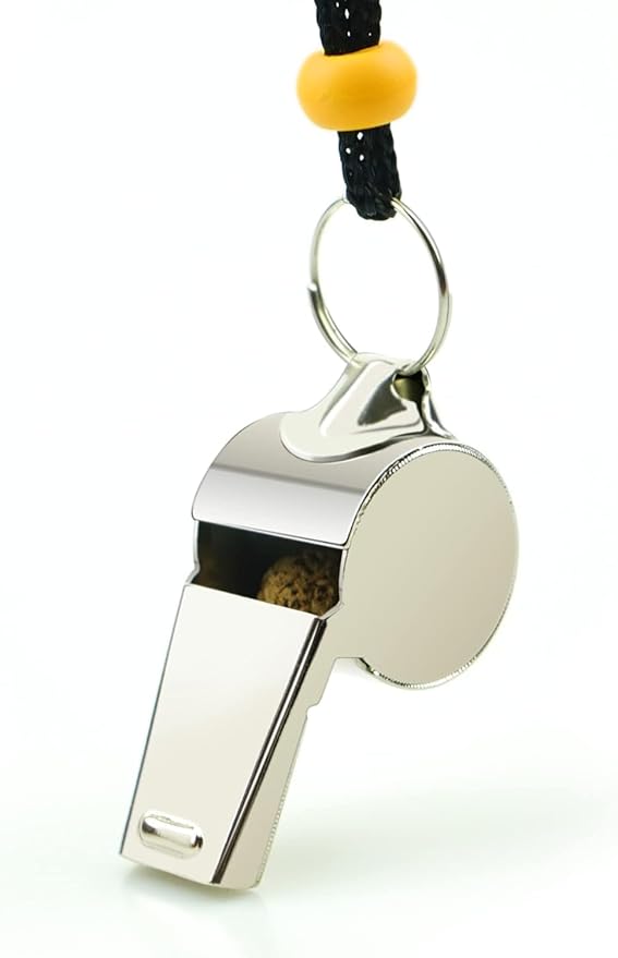 Stainless Steel Sports Whistles with Lanyard, Loud Crisp Sound Whistles Bulk Great for Coaches, Referees, and Officials