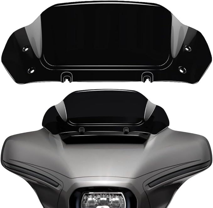 WYNMOTO Black 10" Wave Windshield Windscreen Wind Splitter Fit for Harley Davidson CVO Street Glide FLHXSE 2023 2024, Street Glide FLHX 2024-up (Black)