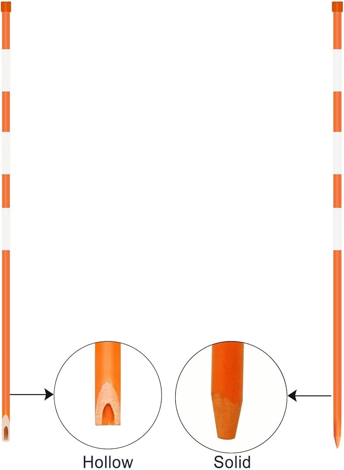 FiberMarker Snow Markers 60-Inch, 1/4-Inch Diameter Reflective Snow Poles 50pack, Orange Hollow with 3pc 7" Reflective Tapes