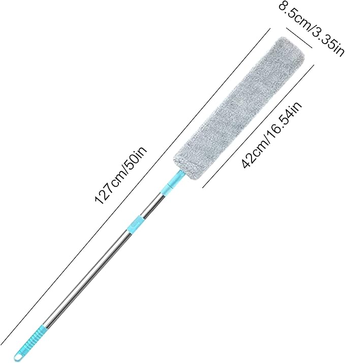 Under Fridge Cleaning Tool - Long Handle Flexible Dust Brush | Washable Microfiber Head, Extendable Reach Cleaning Wand, Narrow Space Debris Removal Implement | Hard to Reach Area Home Maintenance