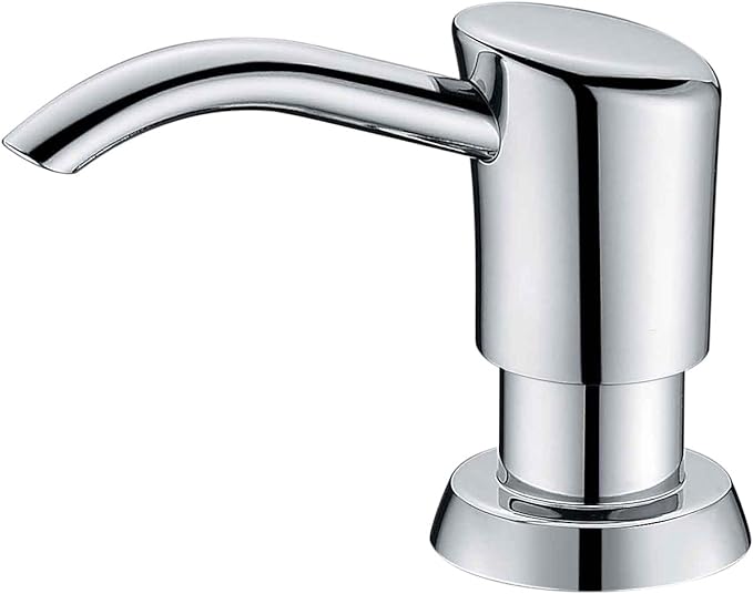 GAGALIFE Built in Sink Soap Dispenser or Lotion Dispenser for Kitchen Sink, Chrome ABS Pump Head, with 17 Ounce Large PET Soap Bottle