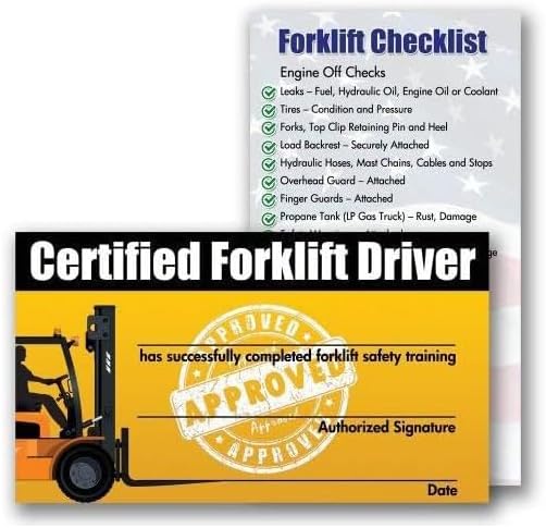 Forklift Operator Safety Training Cards - 10 Cards - Forklift Driver Card - Operator Safety - Wallet Forklift Training Card (1 pack of 10 cards)