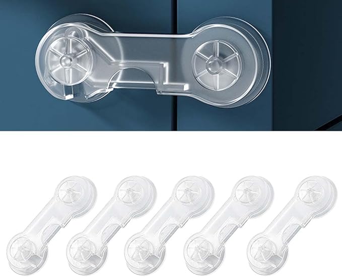 Cabinet Door Locks for Baby Proof and Child Safety,Baby Locks,Fridge Locks for Kids,Cabinet Locks with Adhesive for Drawer Cupboards Pantry Door Oven Closet and Pantry, Childproof Door Latch (5 Pack)