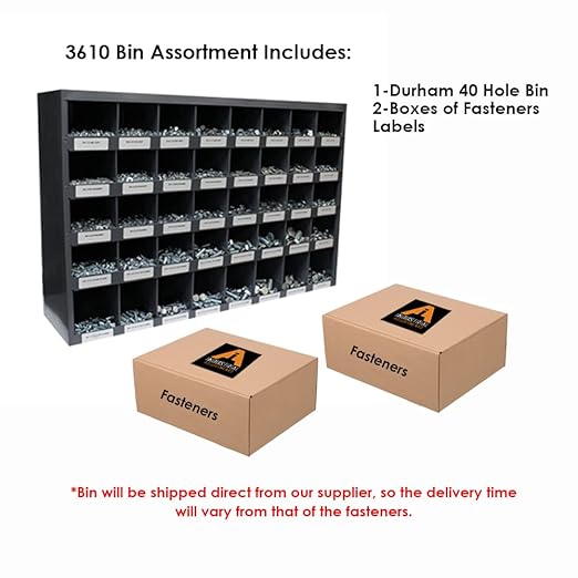 Titan Industrial Supply- 3,610 pcs Grade 8 Fine Thread Hardware Assortment Kit with Hex Cap Screws, Hex Nuts, Washers, & Durham 40 Hole Metal Bin