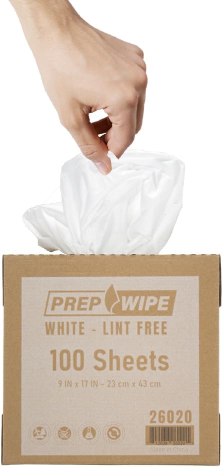 PrepWipe Heavy Duty Cleaning Towels, Lint Free Cleaning Towels, Industrial Paper Towels, Disposable Towels Pack of 100 Sheets 9"x17" (White) (White, Pack of 5 (500 Sheets))