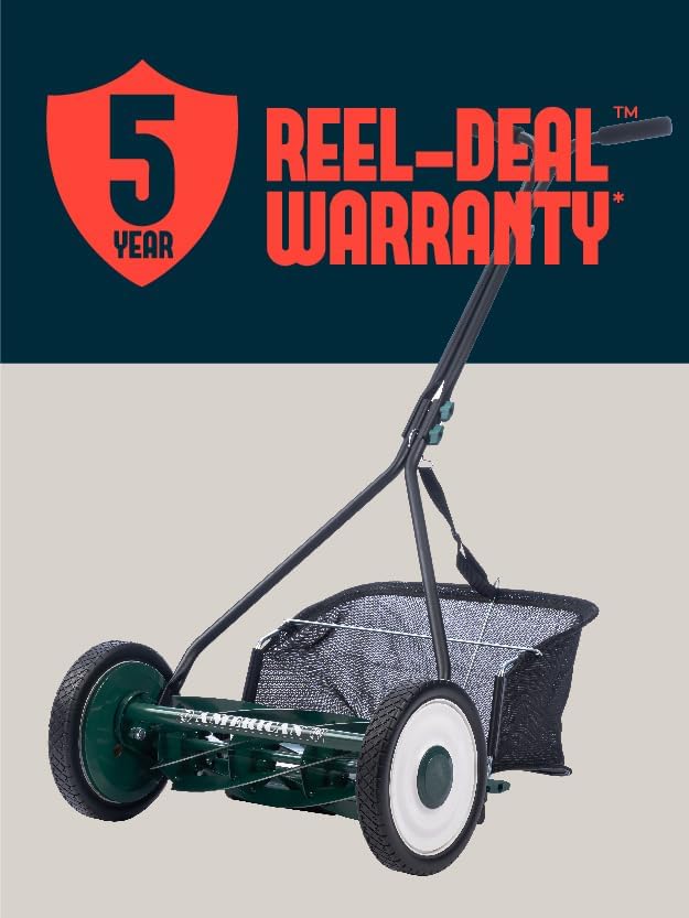 American Lawn Mower Company 1725-16GC 16-inch 7-Blade Reel Mower with Grass Catcher, Specialty Grass Mower, Green