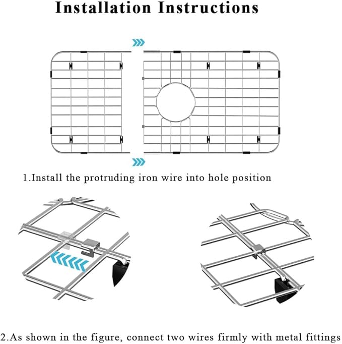 Sink Protector Sink Grates Stainless Steel Bottom Grid 25" X 12.8", Centered Drain with Corner Radius, Metal Sink Grate Protector