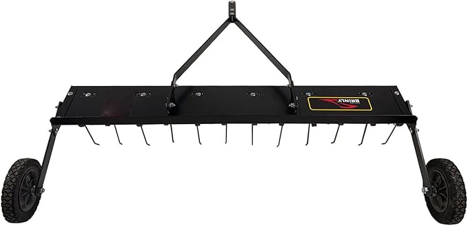 Brinly 48" Tow Behind Grass Dethatcher, Removes Thatch on Large Lawns in Less Time - Matte Black