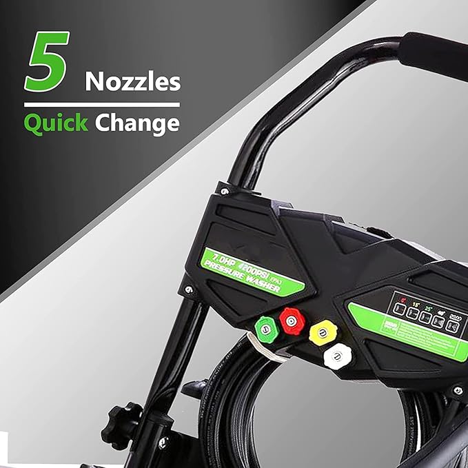 4200PSI Gas Pressure Washer, 2.8GPM Commercial Power Washer Gas Powered, 212cc 7.0 HP Engine, Includes 0.7L Soap Tank,5 QC Nozzles,25’ Hose,Car Wash Machine/Car/Driveway, EPA/CARB/ETLCompliant (Black)