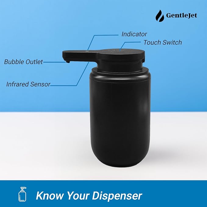 SimpleFoam Automatic Foaming Soap Dispenser - Rechargeable Automatic Soap Dispenser Touchless for Bathroom, Dual Foam Levels, Auto-Clean Mode (SimpleFoam - Black, Foam)
