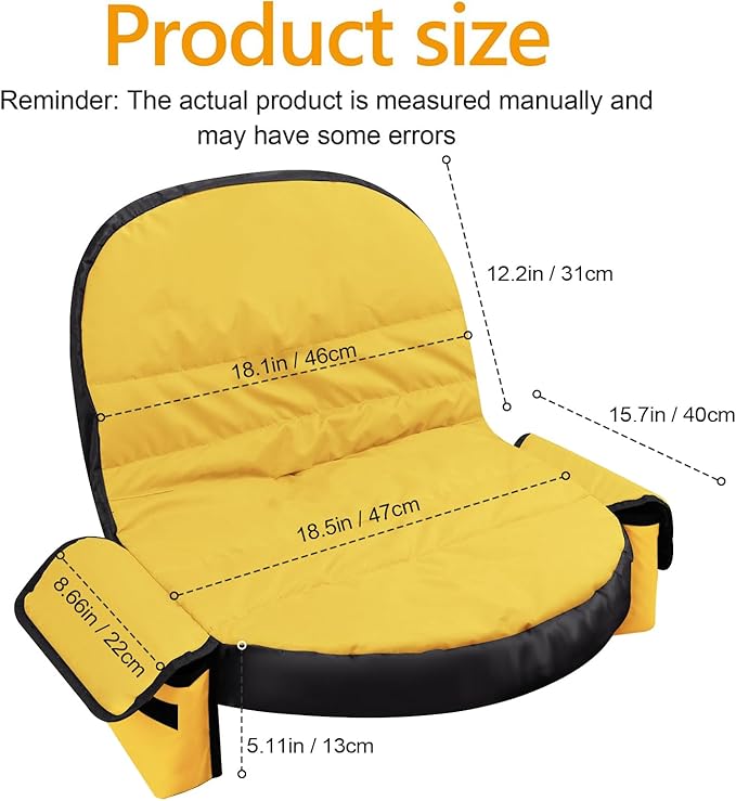 Lawn Tractor Seat Cover with Pocket, Compatible with John Deere, Cub Cadet, Craftsman, Kubota, Husqvarna, Fit for Seat Back Heights of 12.5-14 Inches -Yellow