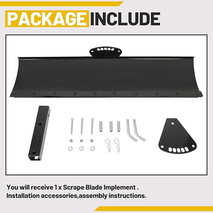 Scrape Blade Implement 3-Point 48" 2 Inch Receiver for ATV UTV Tractor Adjustable Degrees Rear Grading Blade Attachment Driveway Grader Ground Leveler Snow Plow Kit
