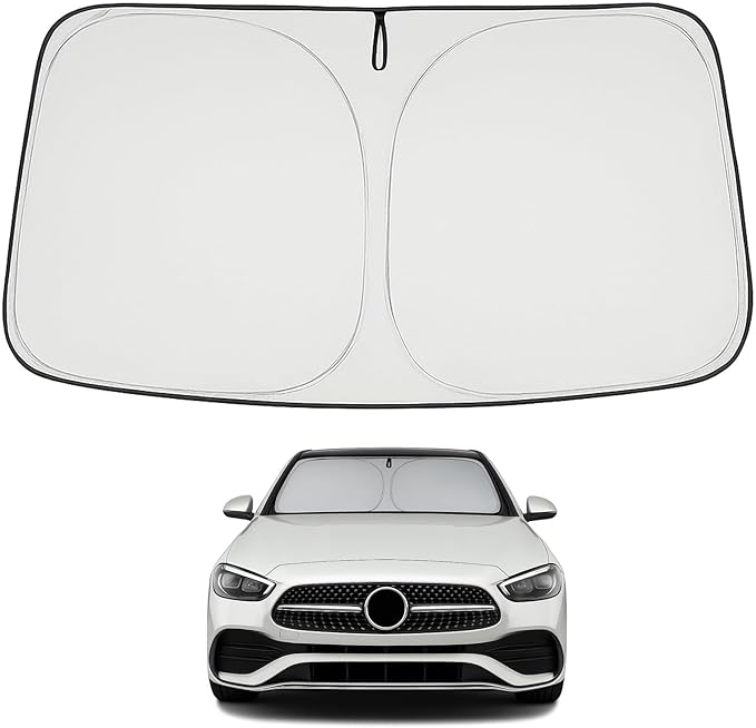 Proadsy Windshield Sun Shade for 2015-2021 Mercedes Benz C Class W205 C250 C300 C400, 4-Layer Foldable Sun Visor Protector Blocks UV Rays Heat Damage, Keep Interior Car Cooler Accessories
