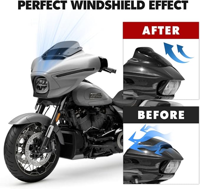 7" Black Windscreen Windshield Compatible with Harley Davidson Tuoring CVO Street Glide FLHXSE 2023 2024 FLHX/I 2024 for 2023 2024 Street Glide Accessories