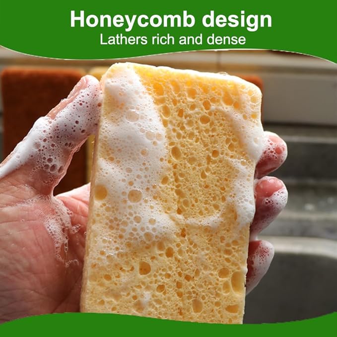 Natural Sponges for Dishes - Natural Dish Sponge, Palm Fiber Scrubbing Sponge with Non Scratch Biodegradable Sponges 12 Pack