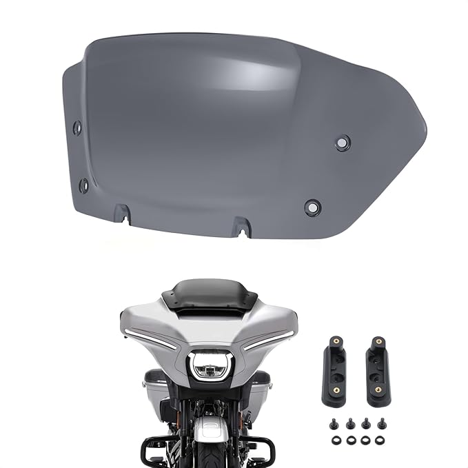 10" Wave Windshield Windscreen Wind Splitter Compatible for Harley Street Glide FLHX, CVO Street Glide FLHXSE 2023 2024 (Dark Smoke)