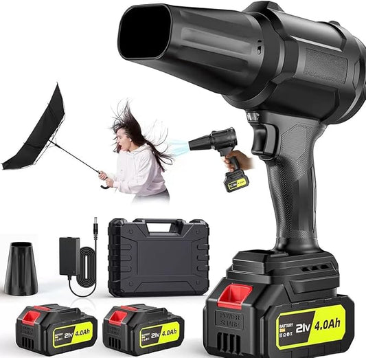 Cordless Leaf Blower 600000 RPM with 2×4.0Ah Batteries and Charger, Handheld Leaf Blower with Ultra-Strong Wind for Yard Maintenance, Lawn Care, Blowing Leaves, Dust, Drying Car, Patio Cleaning