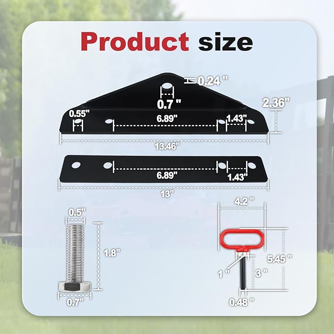 79108500 Heavy Duty Trailer Hitch Kit with Magnetic Hitch Pins & R-Clip - 500lbs Capacity Powder Coated Steel Compatible with Gravely ZT HD/Pro-Turn Z/ZX & Ariens Zenith Zero Turn Mowers