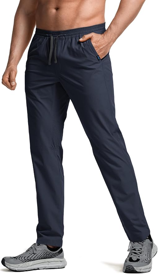 CQR Men's Lightweight Vent Hiking Pants, Water-Resistant & Breathable Sports Outdoor Athletic Pants with Elastic Waist