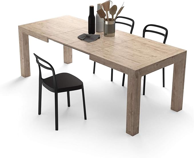 Mobili Fiver, Iacopo Extendable Dining Table, 55.1(86.6) x35.4 in, Oak, Made in Italy