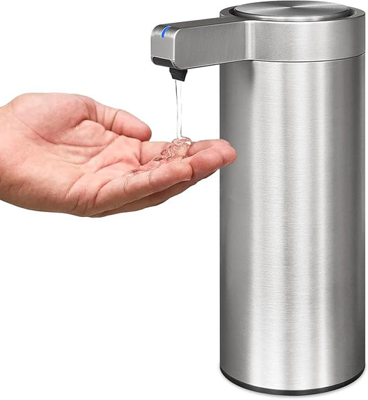 9 oz. Automatic Soap Dispenser Stainless Steel with Sensor Infrared Soap Dispenser Electric IPX5 Waterproof USB-C Charging Motion Sensor for Kitchen & Bathroom (Brushed Silver)