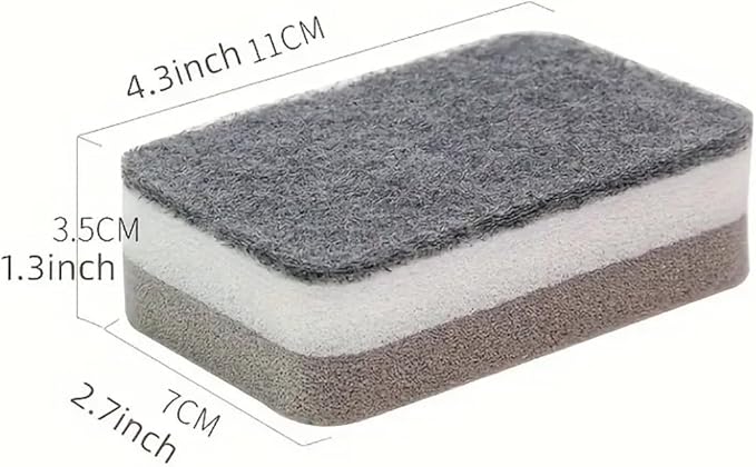 PKI Smart Essentials Dual-Sided Grey Cellulose Sponge with Gentle Scouring Pad – Multi-Purpose for Kitchen, Commercial, and Outdoor Cleaning (Set of 6)